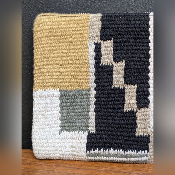 Wilfred Woven Tapestry Clutch with Tassel – Geometric Neutral Pattern - Picture 4 of 9